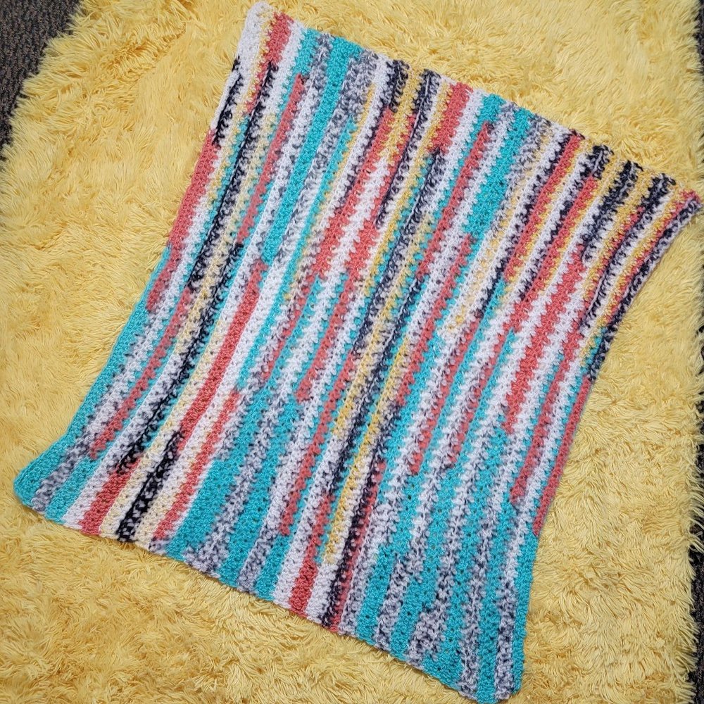 Handmade Crochet Blanket Afghan Beautiful Southwest Colors - Picture 1 of 16